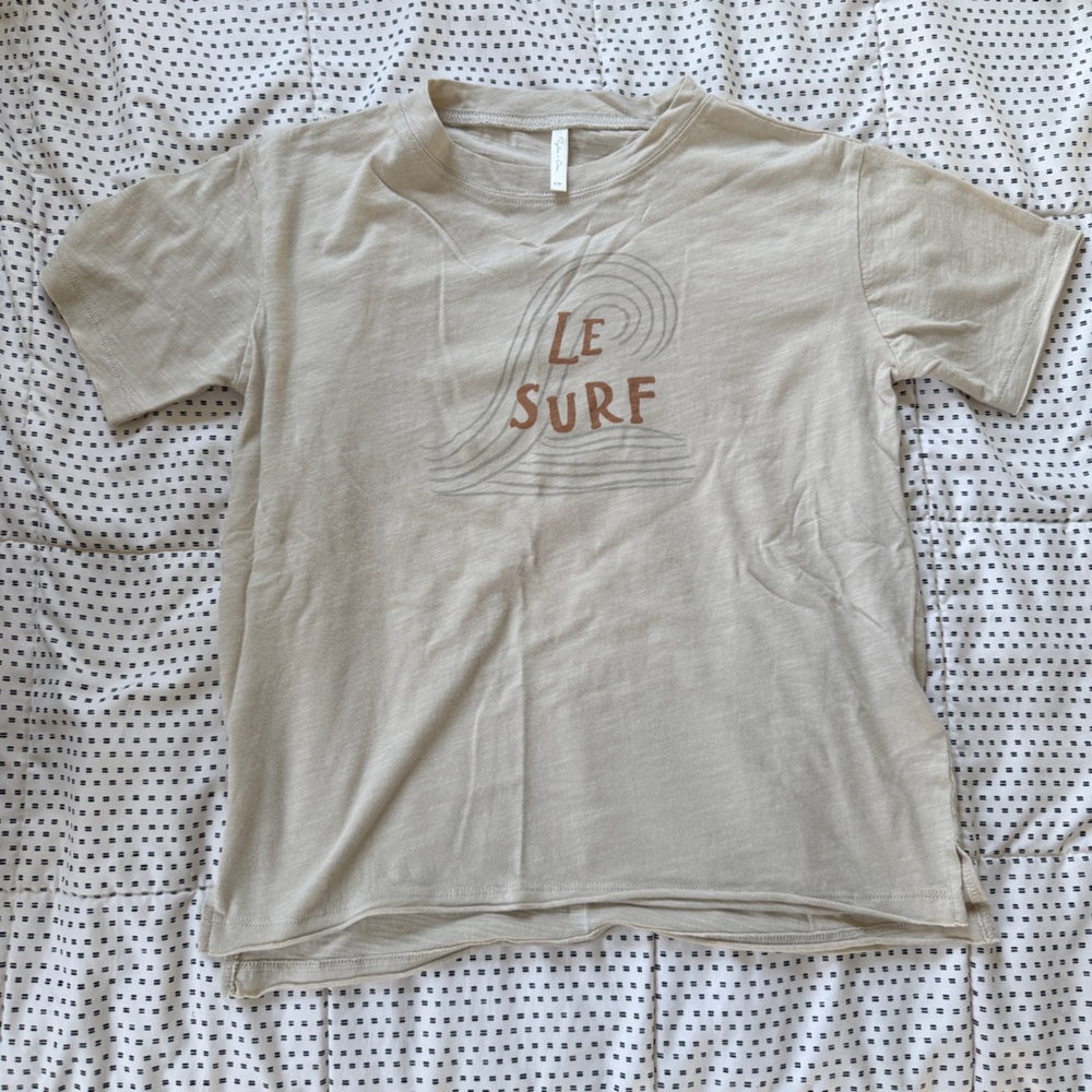 Rylee + Cru stone 'Le Surf' raw edge Tee SZ 8-9Y